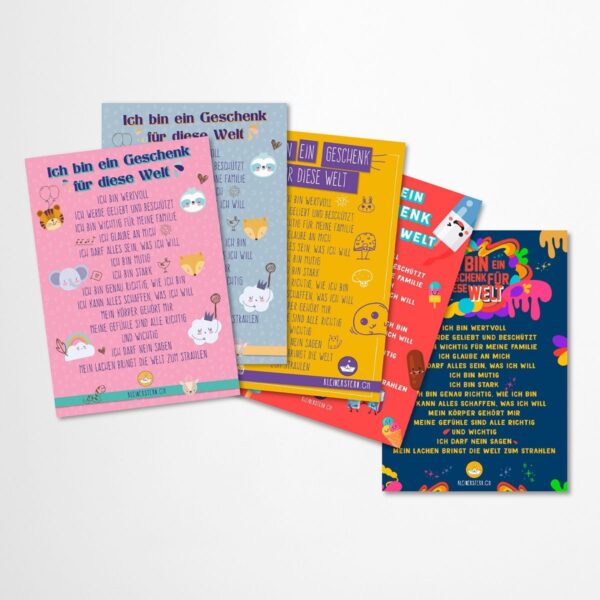 Postkarten mit positiven Affirmationen für Kinder